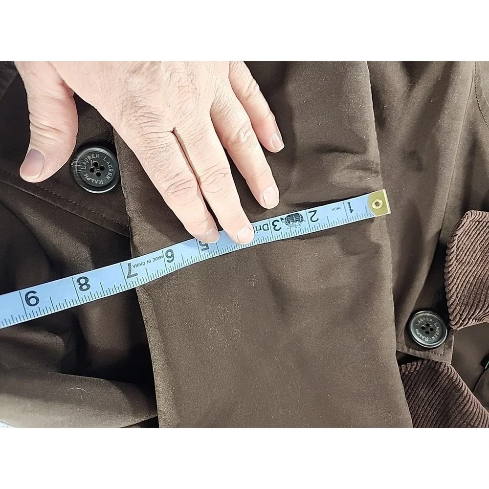 Lauren Ralph Lauren LRL Utility Jacket Coat M Full Button Corduroy Belted Lined - Picture 8 of 8